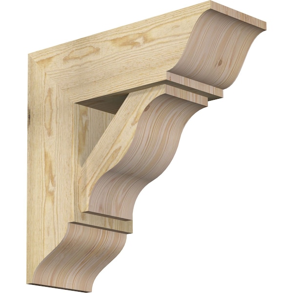 Ekena Millwork Funston Traditional Rough Sawn Bracket w/ Offset Brace, Douglas Fir, 8"W x 22"D x 22"H BKT0806X22X22FST01RDF - main